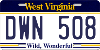 WV license plate DWN508