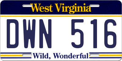 WV license plate DWN516