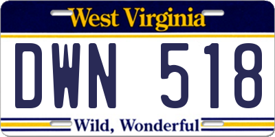 WV license plate DWN518