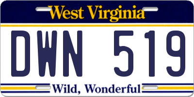 WV license plate DWN519
