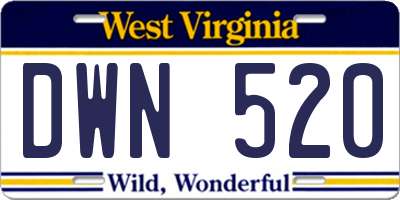 WV license plate DWN520
