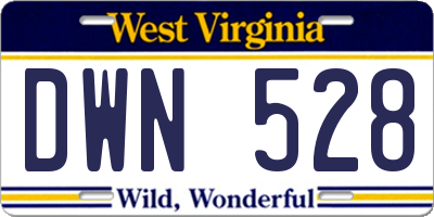 WV license plate DWN528