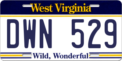 WV license plate DWN529
