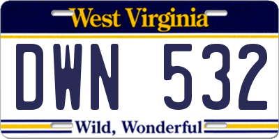 WV license plate DWN532
