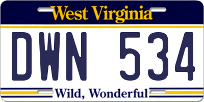 WV license plate DWN534