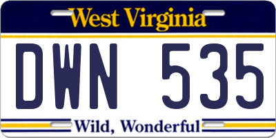 WV license plate DWN535