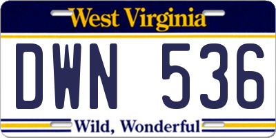 WV license plate DWN536