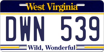 WV license plate DWN539