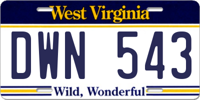 WV license plate DWN543
