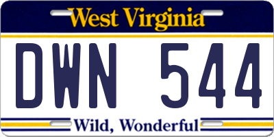 WV license plate DWN544