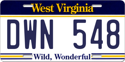 WV license plate DWN548