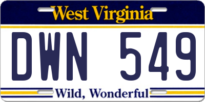 WV license plate DWN549