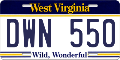 WV license plate DWN550