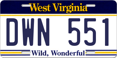 WV license plate DWN551