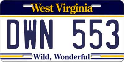 WV license plate DWN553