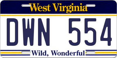 WV license plate DWN554