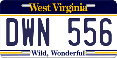WV license plate DWN556