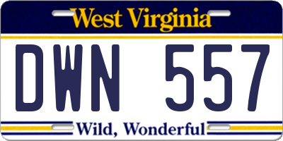 WV license plate DWN557