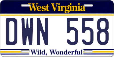 WV license plate DWN558