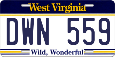 WV license plate DWN559