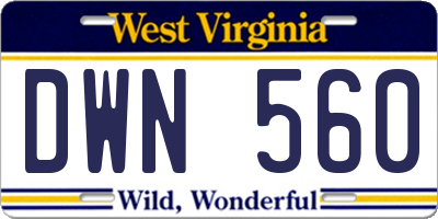 WV license plate DWN560