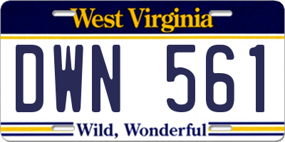 WV license plate DWN561