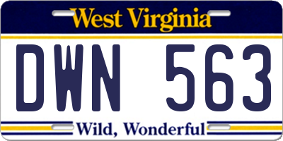 WV license plate DWN563