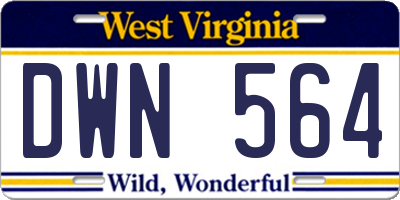 WV license plate DWN564