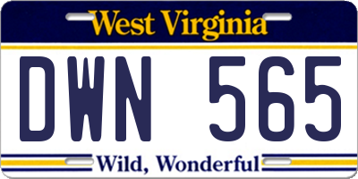 WV license plate DWN565
