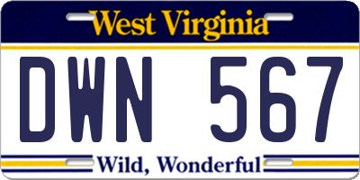 WV license plate DWN567