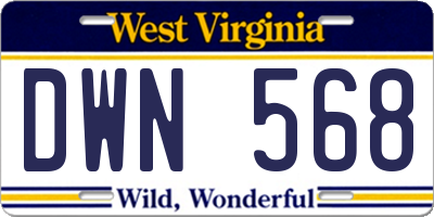 WV license plate DWN568