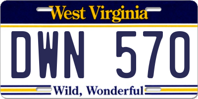 WV license plate DWN570