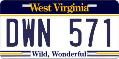 WV license plate DWN571