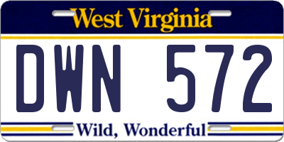 WV license plate DWN572
