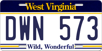 WV license plate DWN573