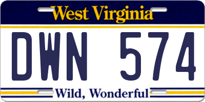 WV license plate DWN574