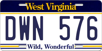 WV license plate DWN576