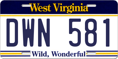 WV license plate DWN581
