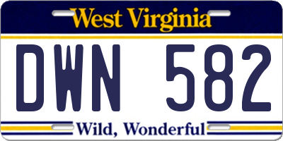 WV license plate DWN582