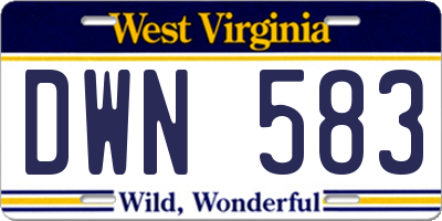 WV license plate DWN583