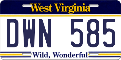 WV license plate DWN585