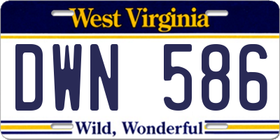 WV license plate DWN586