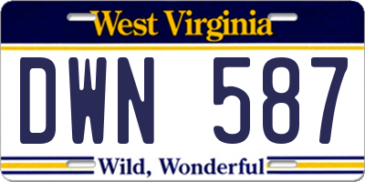 WV license plate DWN587