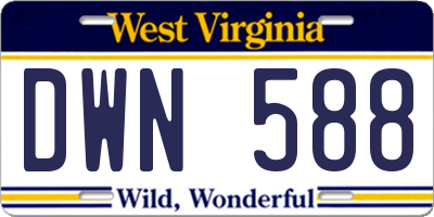 WV license plate DWN588