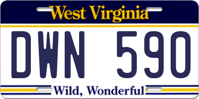 WV license plate DWN590