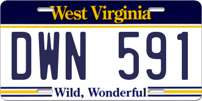WV license plate DWN591