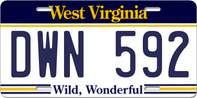 WV license plate DWN592