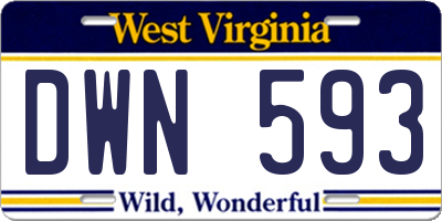 WV license plate DWN593