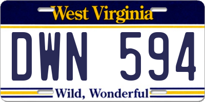 WV license plate DWN594