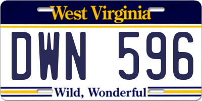 WV license plate DWN596